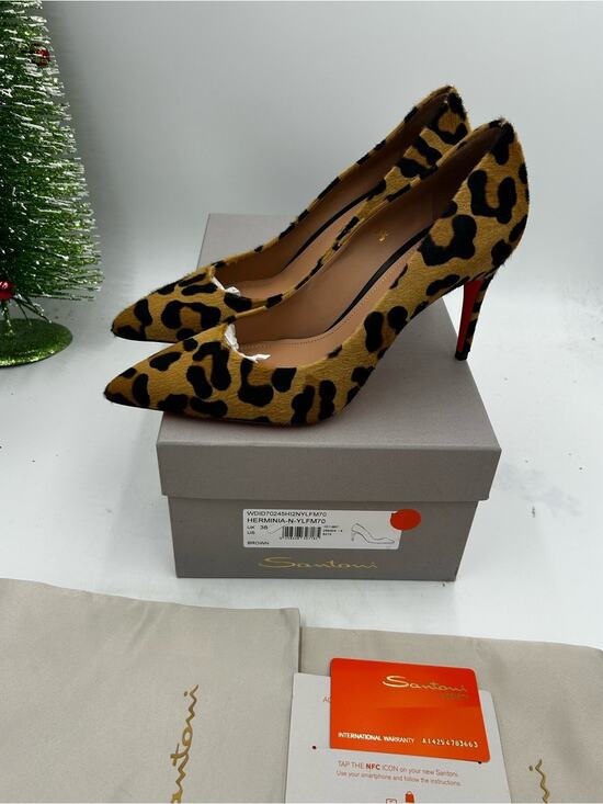 Santoni Shoes - Women's Santoni leopard print stiletto pumps size 38/8 US made in Italy